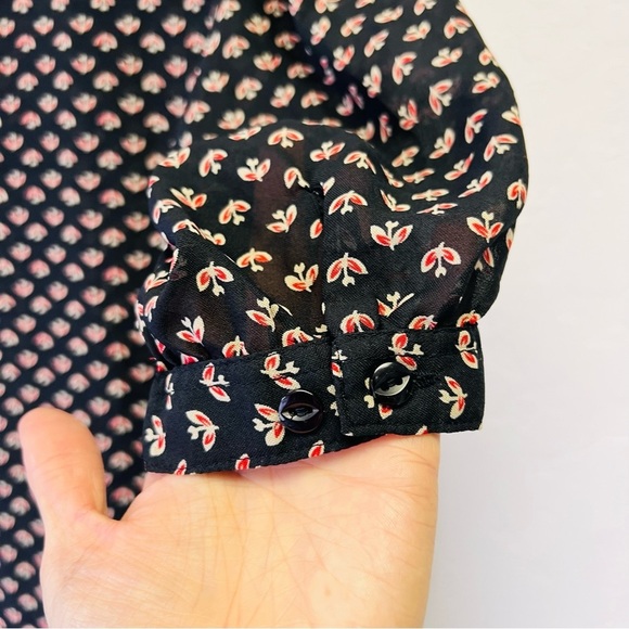 Vintage Western Sheer Black and Red Blouse - Picture 8 of 9